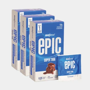 Manforce Epic Desire | Super Thin Condom for Enhanced Pleasure | Silk Chocolate 3N (Pack OF 10)