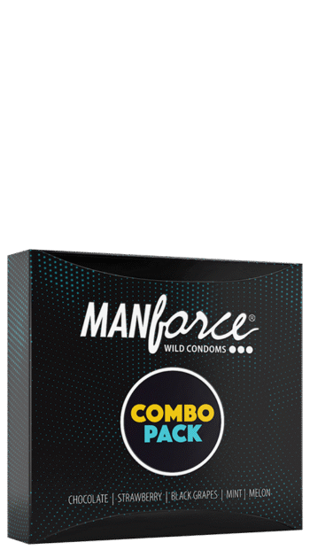 Manforce Combo Lubricated Dotted Condom (4 Each) Chocolate, Strawberry, Black Grapes, Melon & Mint