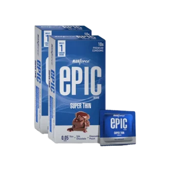 Manforce Epic Desire | Super Thin Condom for Enhanced Pleasure | Silk Chocolate  2N (Pack of 10)